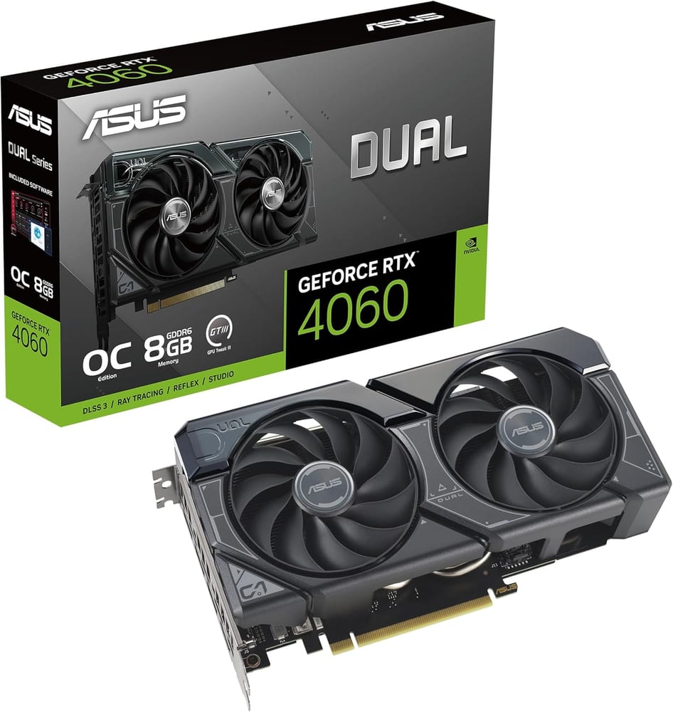 Placa de Vídeo ASUS Dual GeForce RTX 4060 OC Edition 8GB GDDR6 128-bit, PCIe 4.0, DLSS 3, HDMI/DisplayPort - DUAL-RTX4060-O8G