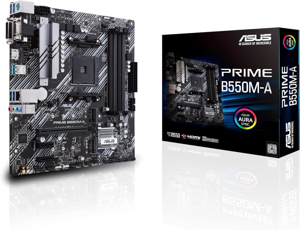 Placa-mãe ASUS PRIME B550M-A, AMD AM4, Micro ATX, DDR4, Chipset B550, Dual M.2, PCIe 4.0, DVI/D-Sub
